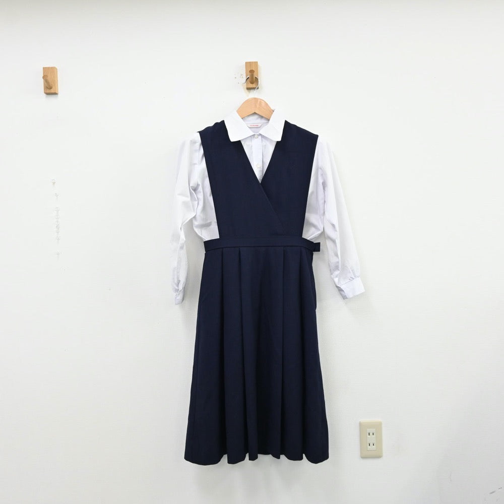 【中古】和歌山県 和歌山信愛高等学校 女子制服 3点（シャツ・ジャンパースカート）sf012652