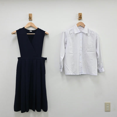 【中古】和歌山県 和歌山信愛高等学校 女子制服 3点（シャツ・ジャンパースカート）sf012652