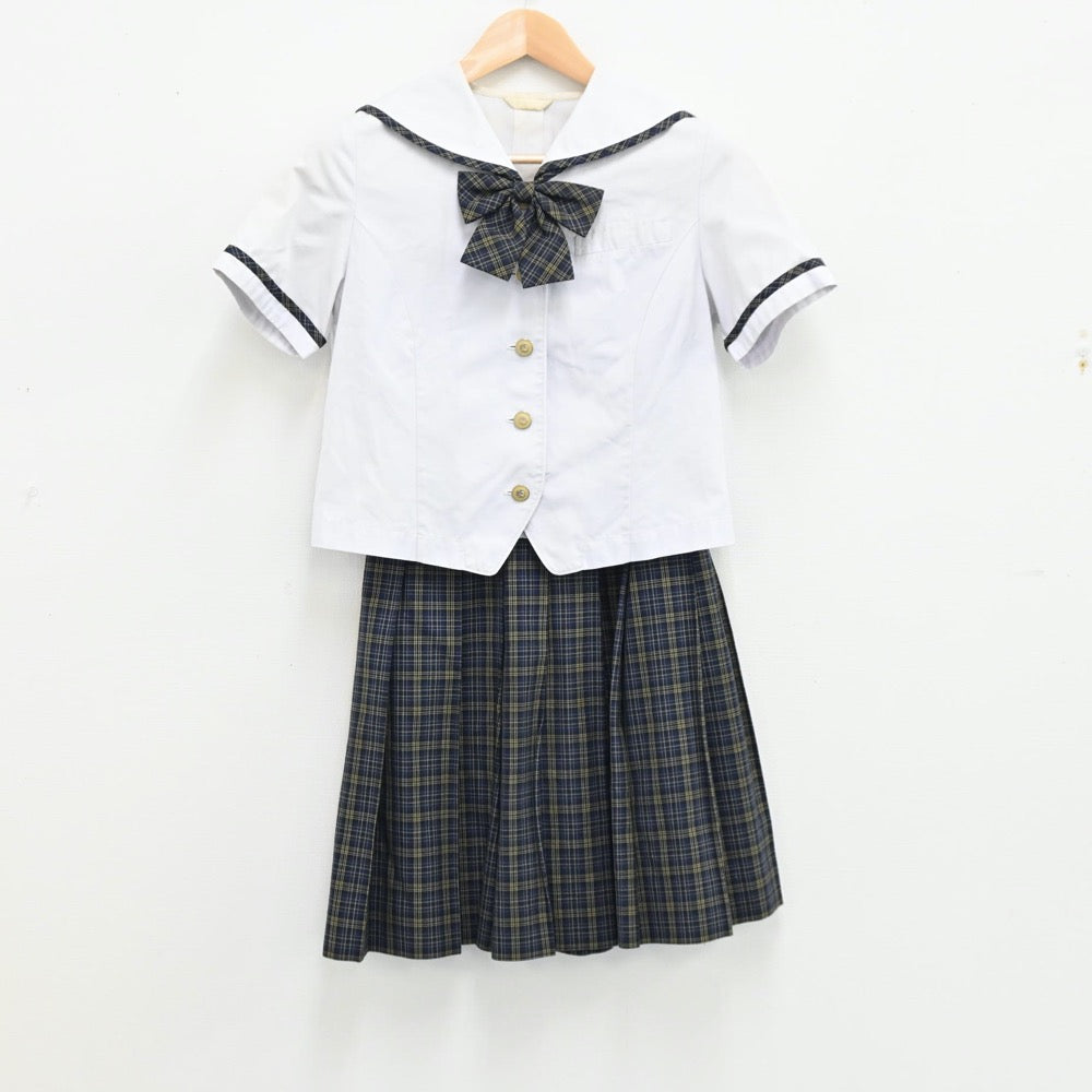 【中古】福岡県 八女学院高等学校 女子制服 2点（セーラー服・スカート）sf012664