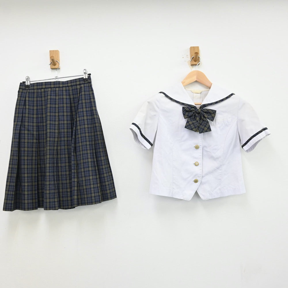 【中古】福岡県 八女学院高等学校 女子制服 2点（セーラー服・スカート）sf012664