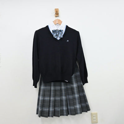 【中古】兵庫県 松陽高等学校 女子制服 5点（ブレザー・シャツ・ニット・スカート）sf012666