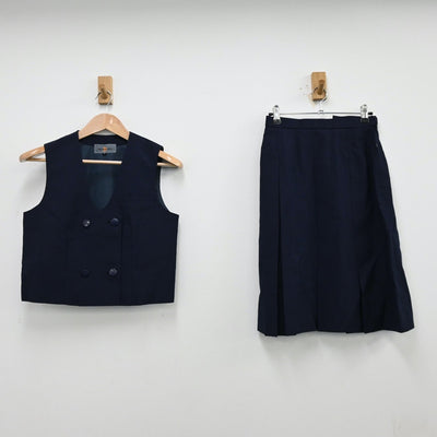 【中古】埼玉県 福原中学校 女子制服 2点（ベスト・スカート）sf012680