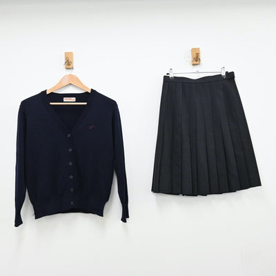 【中古】広島県 瀬戸内高等学校 女子制服 4点（ブレザー・ニット・スカート）sf012682