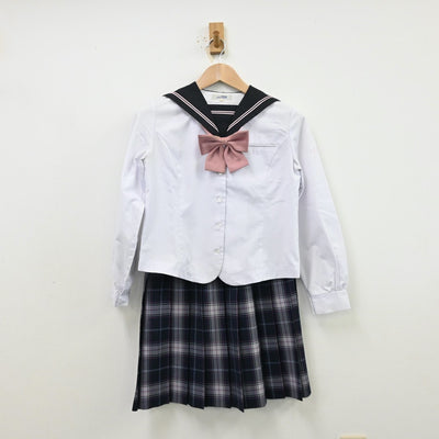 【中古】広島県 瀬戸内高等学校 女子制服 3点（セーラー服・スカート）sf012683