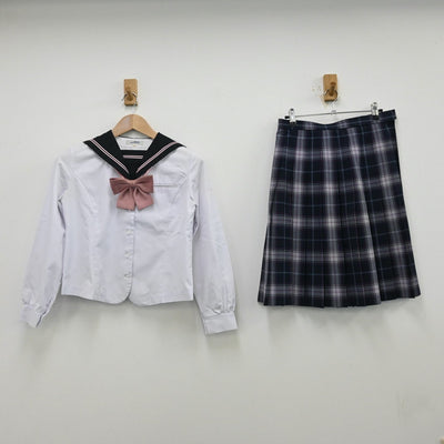 【中古】広島県 瀬戸内高等学校 女子制服 3点（セーラー服・スカート）sf012683