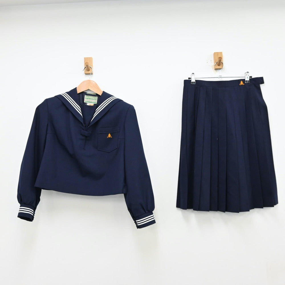 【中古】埼玉県 美里中学校 女子制服 3点（セーラー服・スカート）sf012690