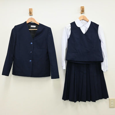 【中古】栃木県 北中学校 女子制服 4点（ブレザー・シャツ・ベスト・スカート）sf012709