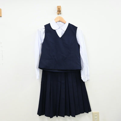 【中古】栃木県 北中学校 女子制服 4点（ブレザー・シャツ・ベスト・スカート）sf012709