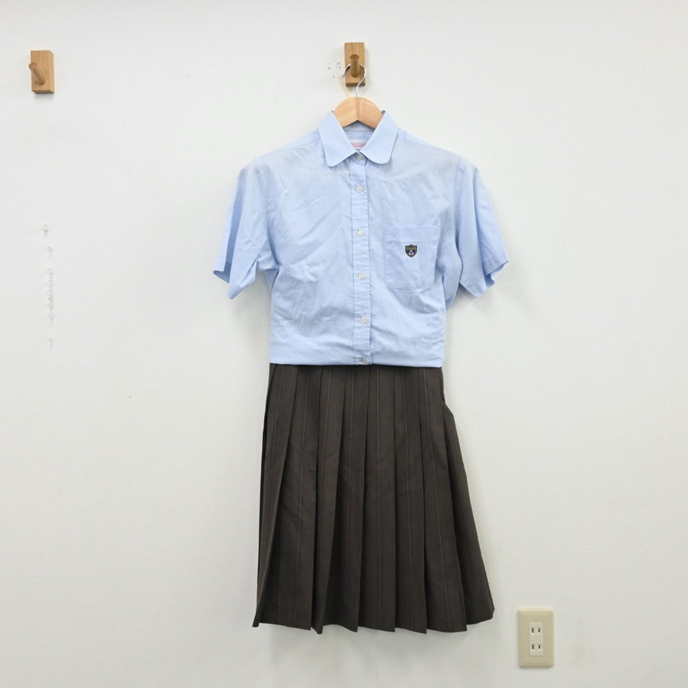 【中古】京都府 洛南高等学校 女子制服 3点（シャツ・スカート）sf012711