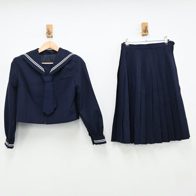 【中古】千葉県 稲毛中学校 女子制服 3点（セーラー服・スカート）sf012712