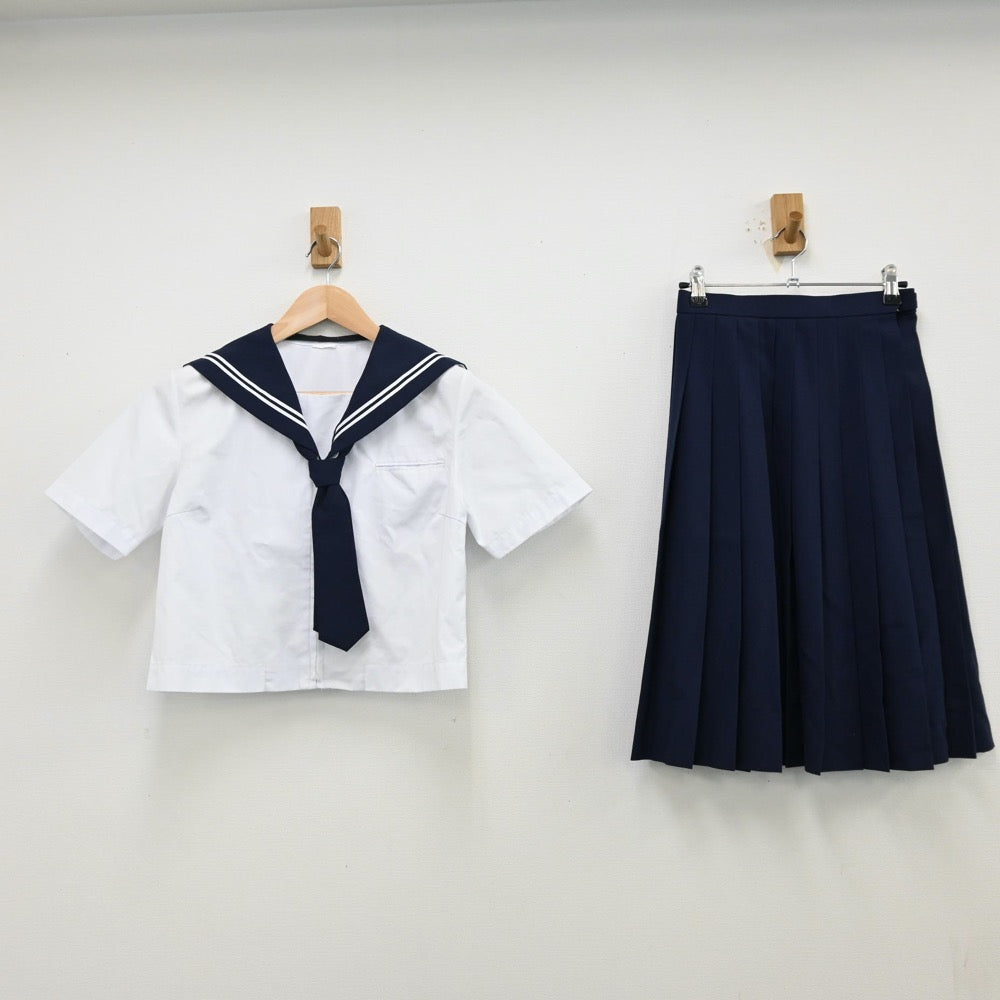 【中古】千葉県 稲毛中学校 女子制服 5点（セーラー服・スカート）sf012713