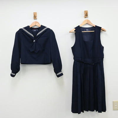 【中古】埼玉県 富士中学校 女子制服 3点（セーラー服・ジャンパースカート）sf012716