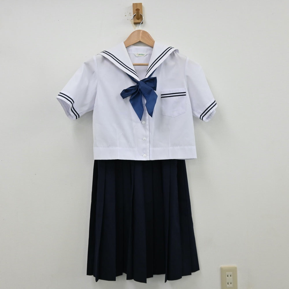 【中古】埼玉県 富士中学校 女子制服 3点（セーラー服・スカート）sf012717