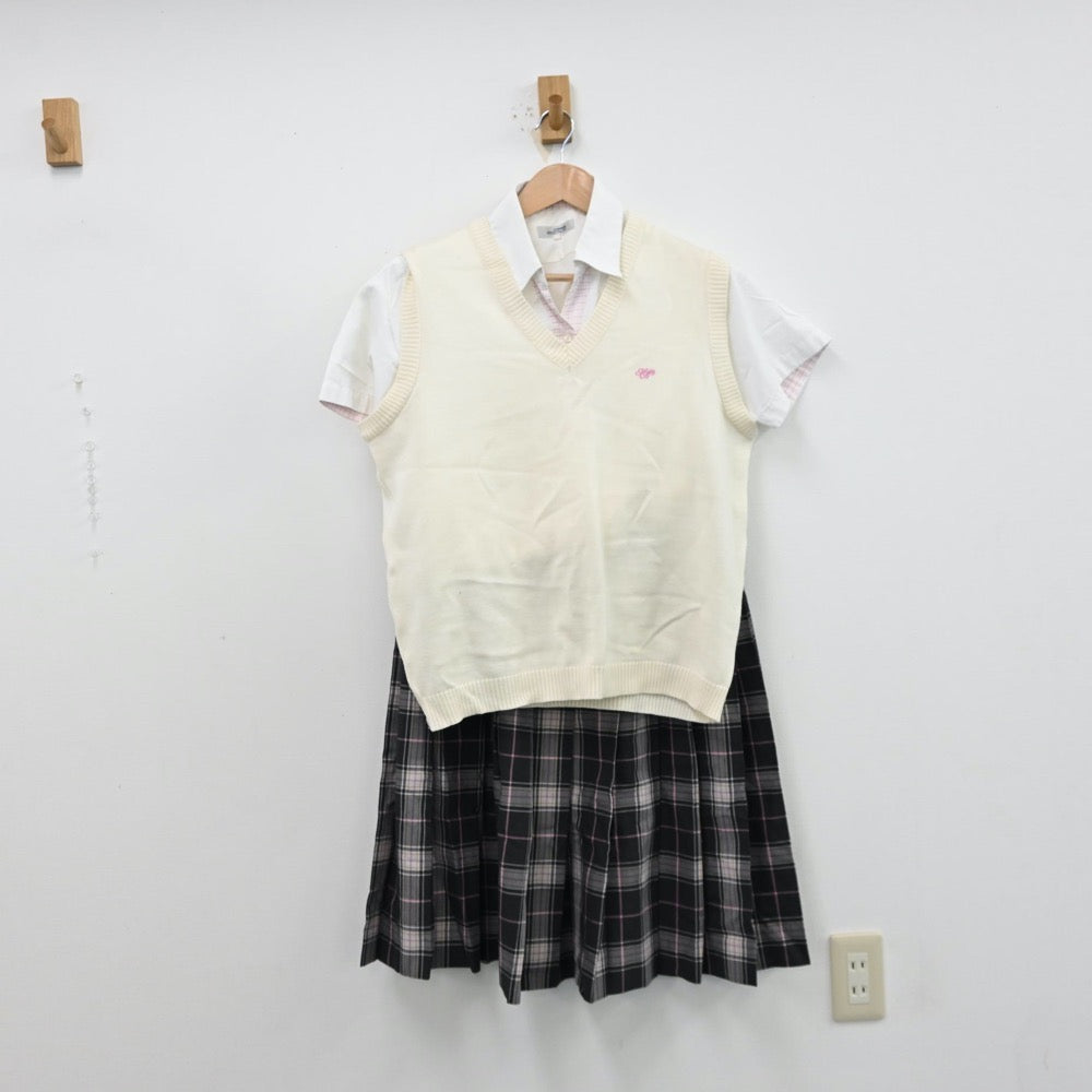 【中古】奈良県 奈良文化高等学校 女子制服 3点（シャツ・ニットベスト・スカート）sf012723