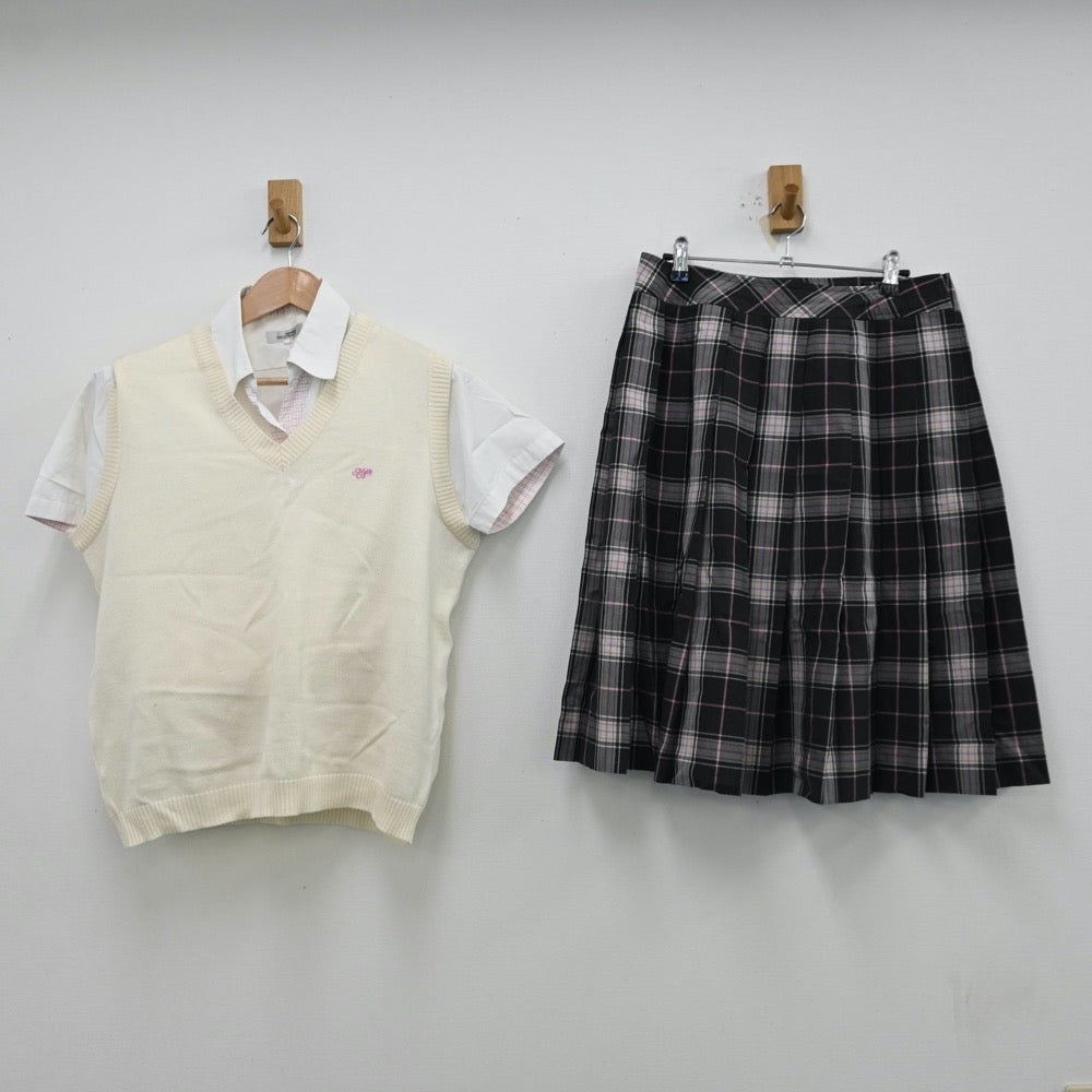 【中古】奈良県 奈良文化高等学校 女子制服 3点（シャツ・ニットベスト・スカート）sf012723