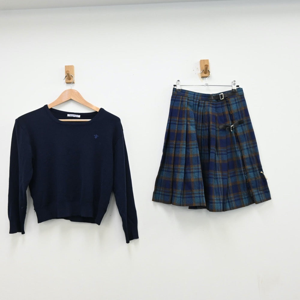 【中古】東京都 頌栄女子学院 中学校・高等学校 女子制服 4点（ブレザー・ニット・スカート）sf012726