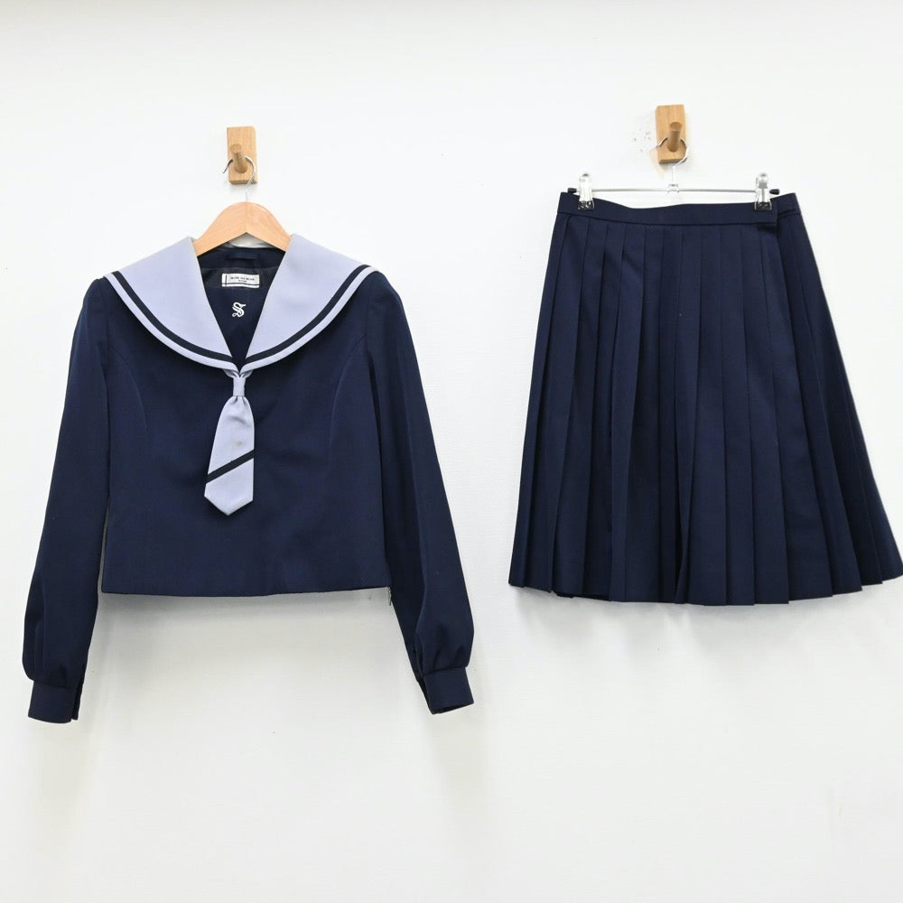 【中古】高知県 清和女子高等学校 女子制服 3点（セーラー服・スカート）sf012740