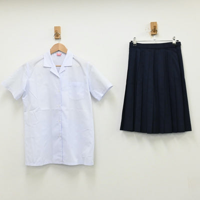 【中古】山口県 山口県防府市立右田中学校 女子制服 2点（シャツ・スカート）sf012759