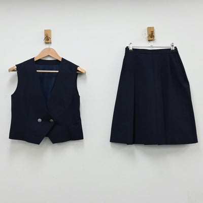 【中古】東京都 日野市立日野第四中学校 女子制服 2点（ベスト・スカート）sf012764