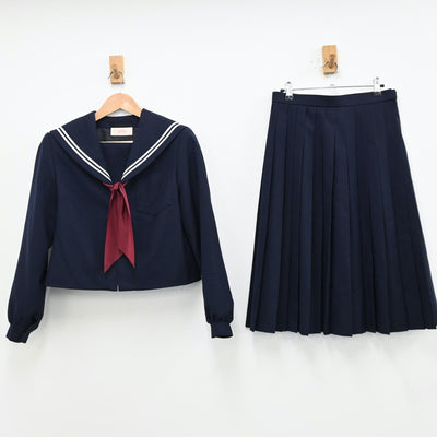 【中古】愛知県 佐屋中学校 女子制服 4点（セーラー服・スカート）sf012780