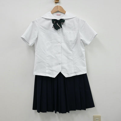 【中古】富山県 芝園中学校 女子制服 4点（シャツ・ベスト・スカート）sf012797