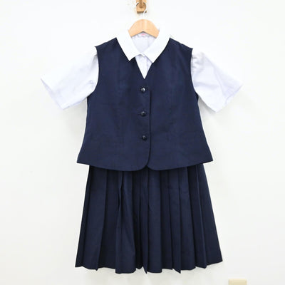 【中古】千葉県 緑が丘中学校 女子制服 3点（シャツ・ベスト・スカート）sf012800