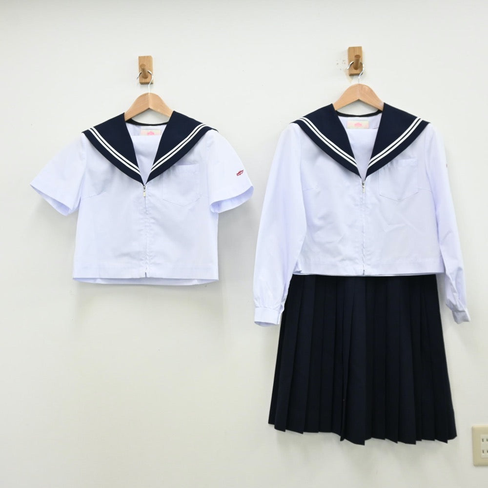 【中古】愛知県 佐屋中学校 女子制服 3点（セーラー服・スカート）sf012804