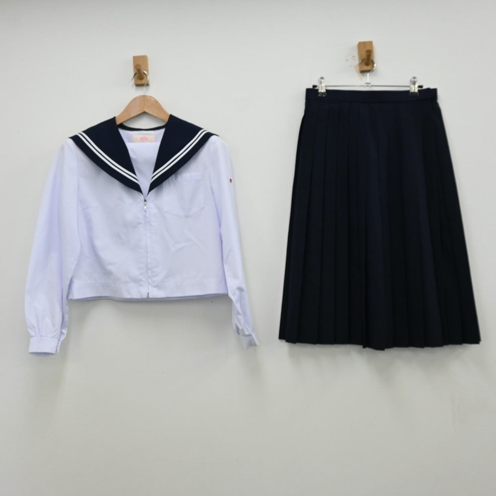 【中古】愛知県 佐屋中学校 女子制服 3点（セーラー服・スカート）sf012804