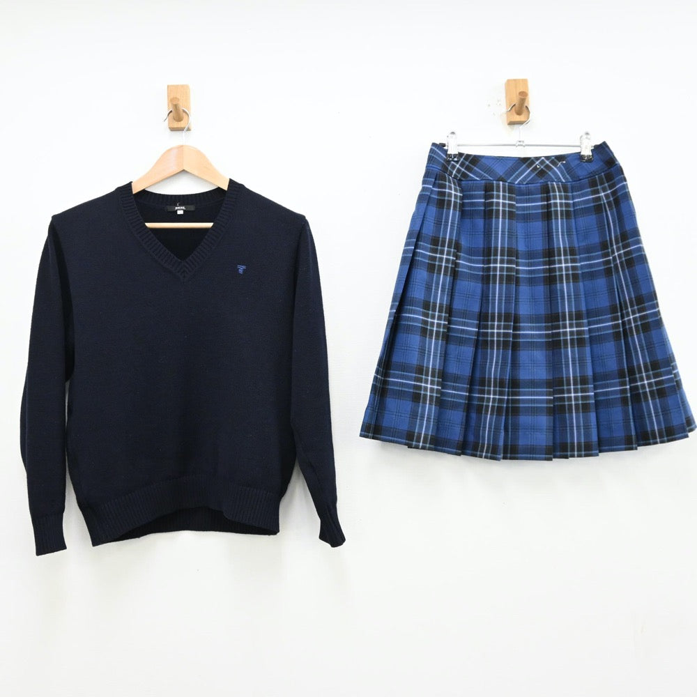 【中古】北海道 東海大学付属札幌市高等学校 女子制服 3点（ニット・ニット・スカート）sf012815