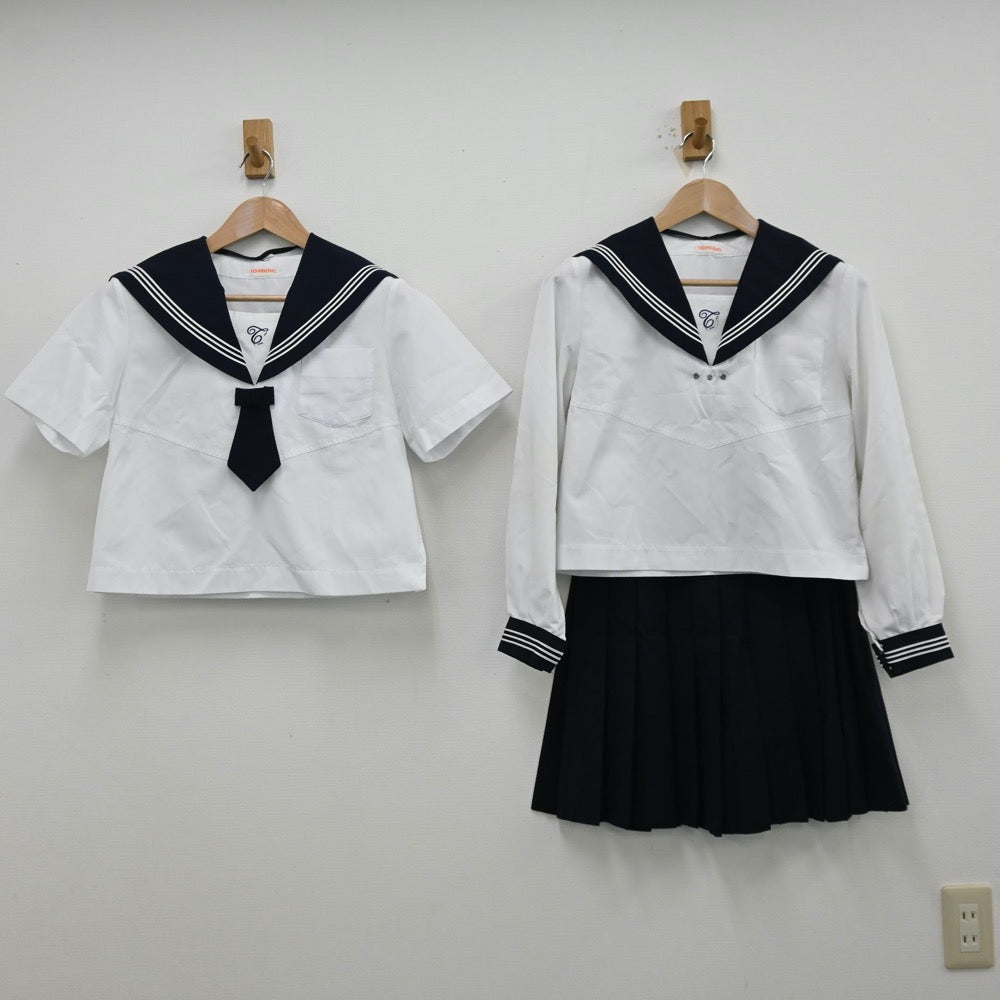 【中古】宮城県 富沢中学校 女子制服 4点（セーラー服・スカート）sf012824