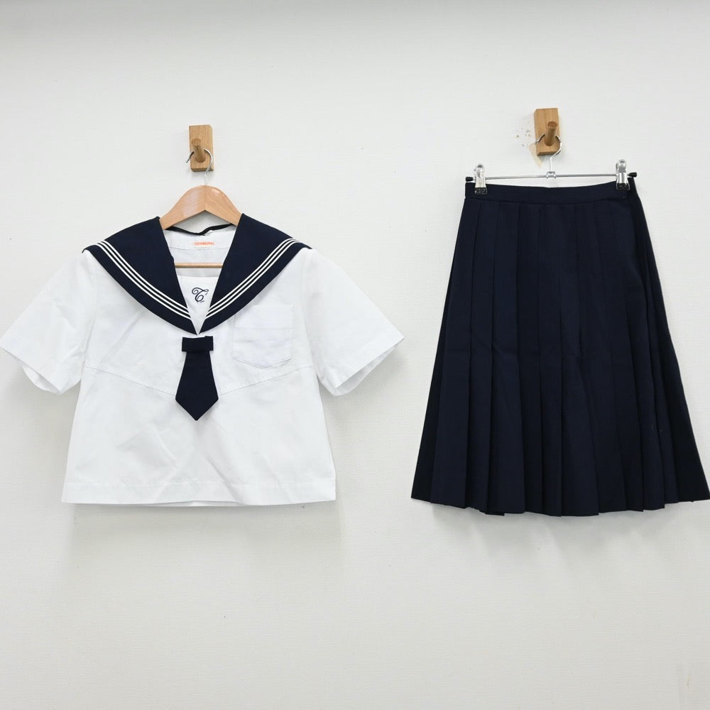 【中古】宮城県 富沢中学校 女子制服 4点（セーラー服・スカート）sf012824