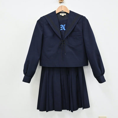 【中古】兵庫県 長田高等学校 女子制服 2点（セーラー服・スカート）sf012831