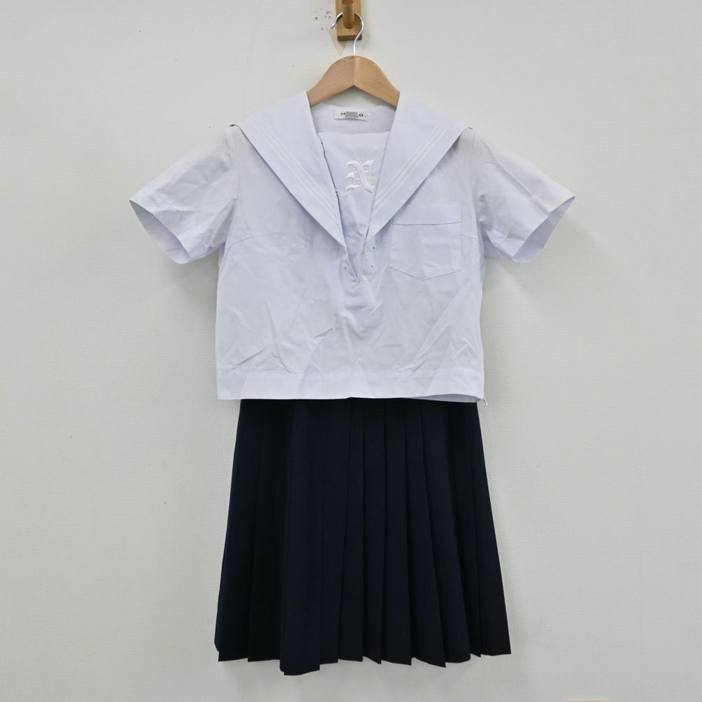 【中古】兵庫県 長田高等学校 女子制服 2点（セーラー服・スカート）sf012832