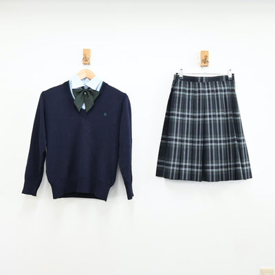 【中古】東京都 文京学院大学女子高等学校 女子制服 4点（シャツ・ニット・スカート）sf012840