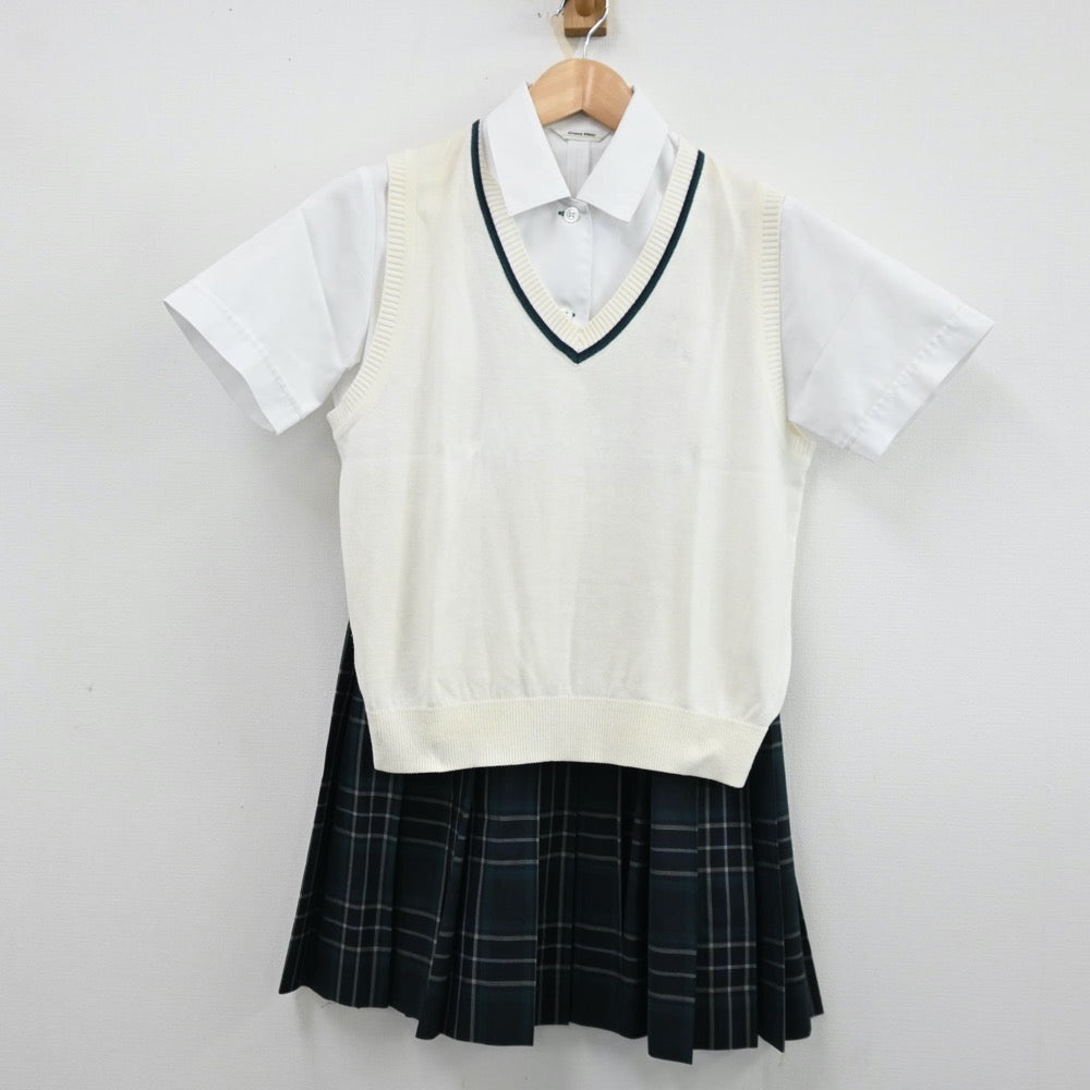 【中古】東京都 文京学院大学女子高等学校 女子制服 3点（シャツ・ニットベスト・スカート）sf012842