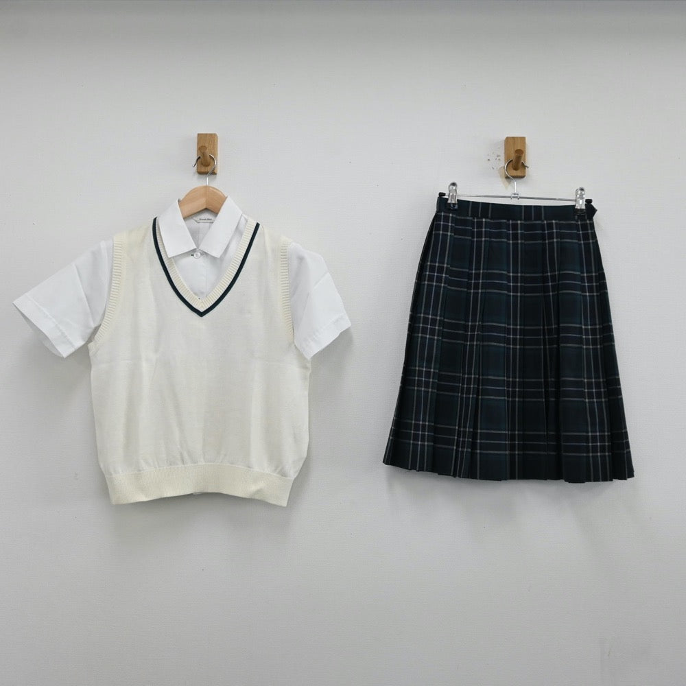 【中古】東京都 文京学院大学女子高等学校 女子制服 3点（シャツ・ニットベスト・スカート）sf012842