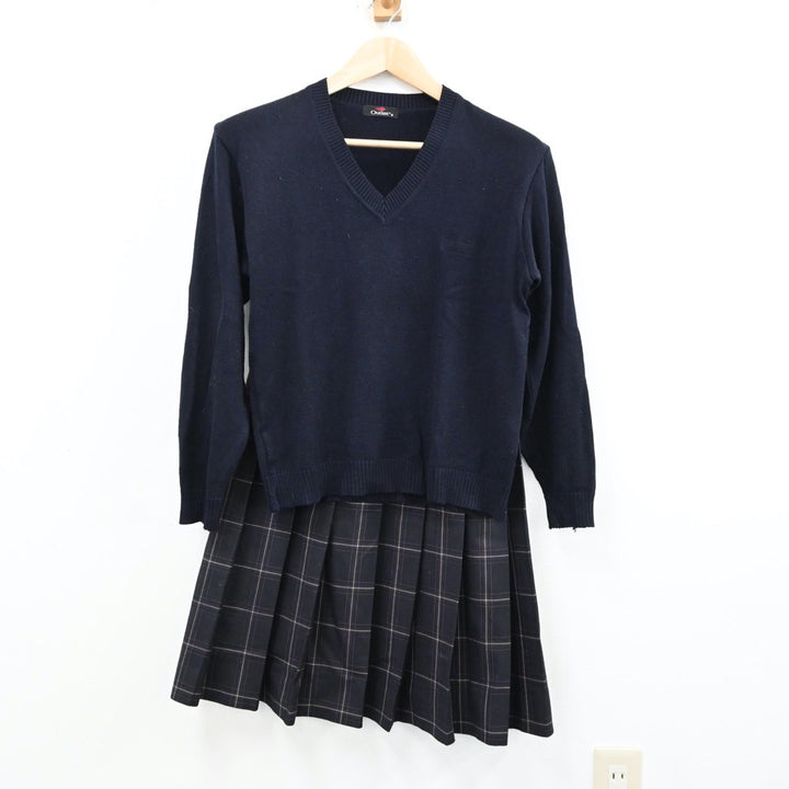 【中古】福岡県 福岡県立須恵高等学校 女子制服 4点（ブレザー・ニット・スカート）sf012847