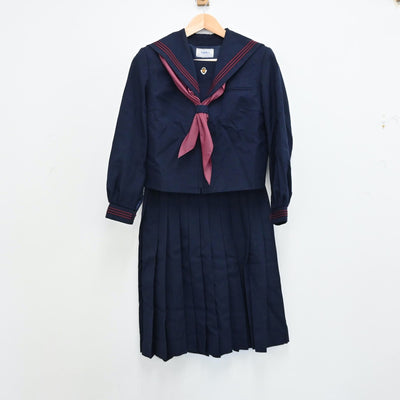 【中古】長崎県 佐世保市立崎辺中学校 女子制服 2点（セーラー服・スカート）sf012853