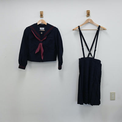 【中古】長崎県 佐世保市立崎辺中学校 女子制服 2点（セーラー服・スカート）sf012853