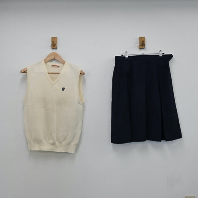 【中古】茨城県 茨城県立古河第一高等学校 女子制服 2点（ニットベスト・スカート）sf012872