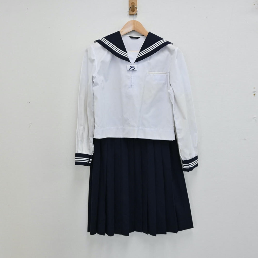 【中古】茨城県 古河市立古河第三中学校 女子制服 2点（セーラー服・スカート）sf012874