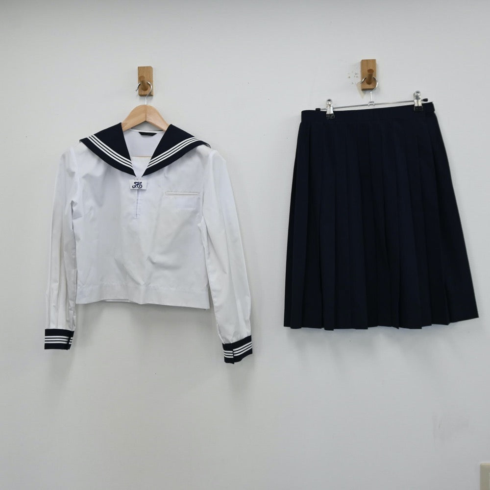 【中古】茨城県 古河市立古河第三中学校 女子制服 2点（セーラー服・スカート）sf012874