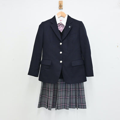 【中古】北海道 クラーク記念国際高等学校 女子制服 5点（ブレザー・ニット・シャツ・スカート）sf012876