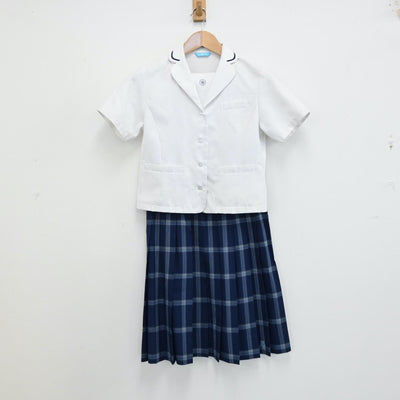 【中古】岡山県 清心中学校 女子制服 4点（シャツ・スカート）sf012886