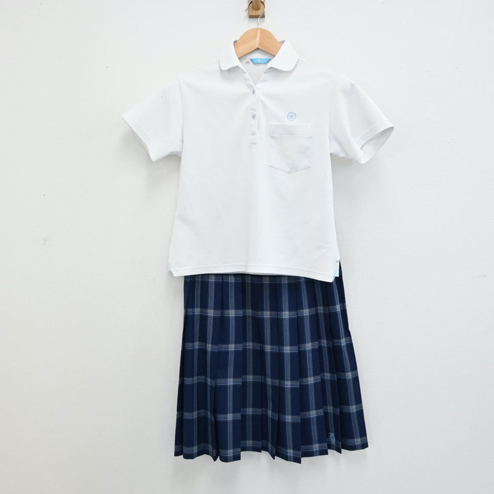 【中古】岡山県 清心中学校 女子制服 4点（シャツ・スカート）sf012886