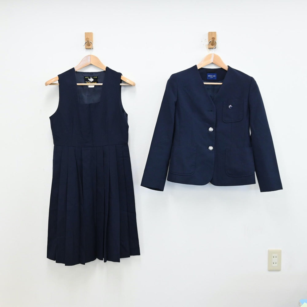 【中古】埼玉県 埼玉県久喜市立鷲宮東中学校 女子制服 3点（ブレザー・ジャンパースカート）sf012895