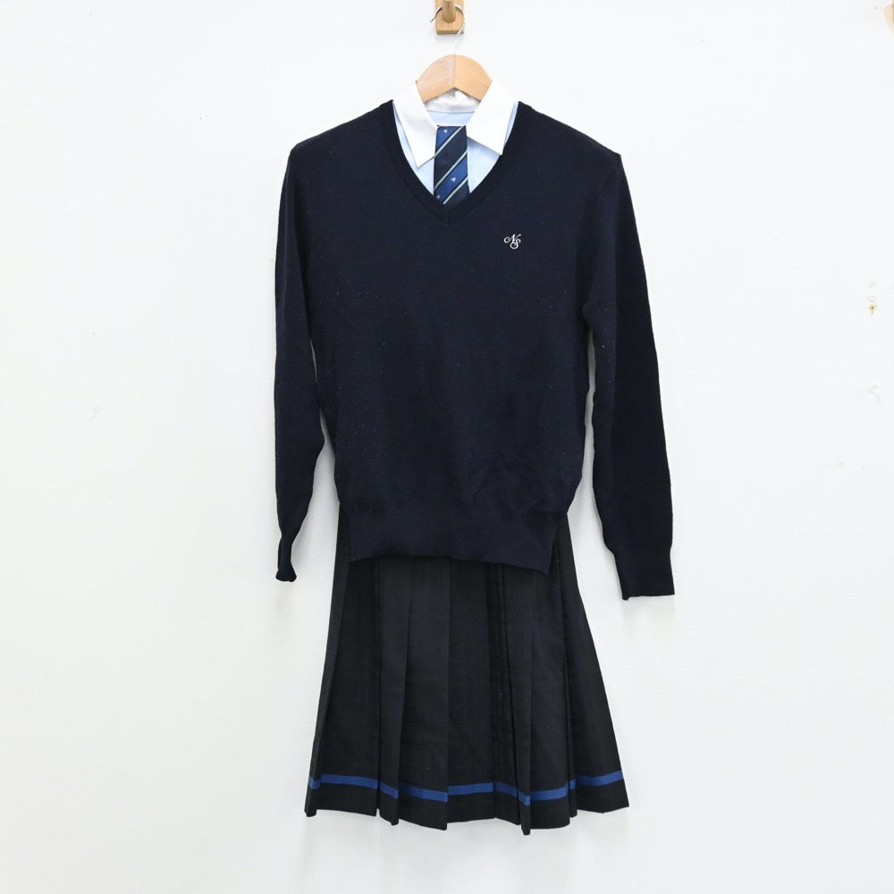 【中古】三重県 三重県立名張青峰高等学校 女子制服 5点（ブレザー・シャツ・ニット・スカート）sf012901