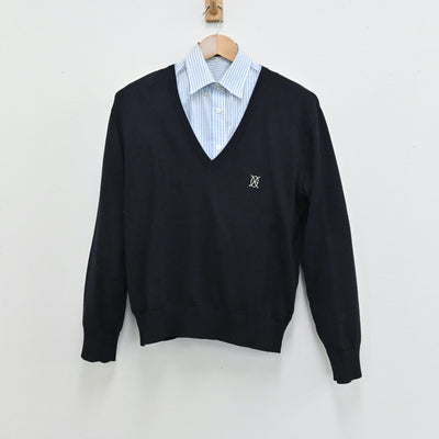 【中古】熊本県 九州学院高等学校 女子制服 2点（シャツ・ニット）sf012914