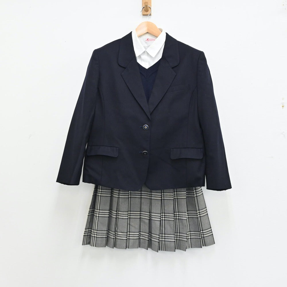 【中古】岩手県 岩手県立大野高等学校 女子制服 4点（ブレザー・シャツ・ニット・スカート）sf012926