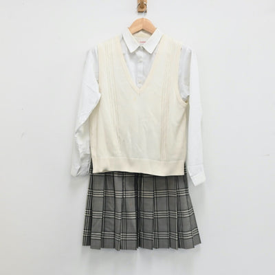 【中古】岩手県 岩手県立大野高等学校 女子制服 3点（シャツ・ニットベスト・スカート）sf012930